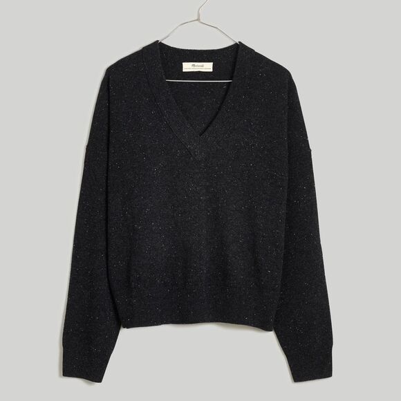 Madewell (Re)sponsible Cashmere V-Neck Sweater in Black Size XS - Picture 1 of 3